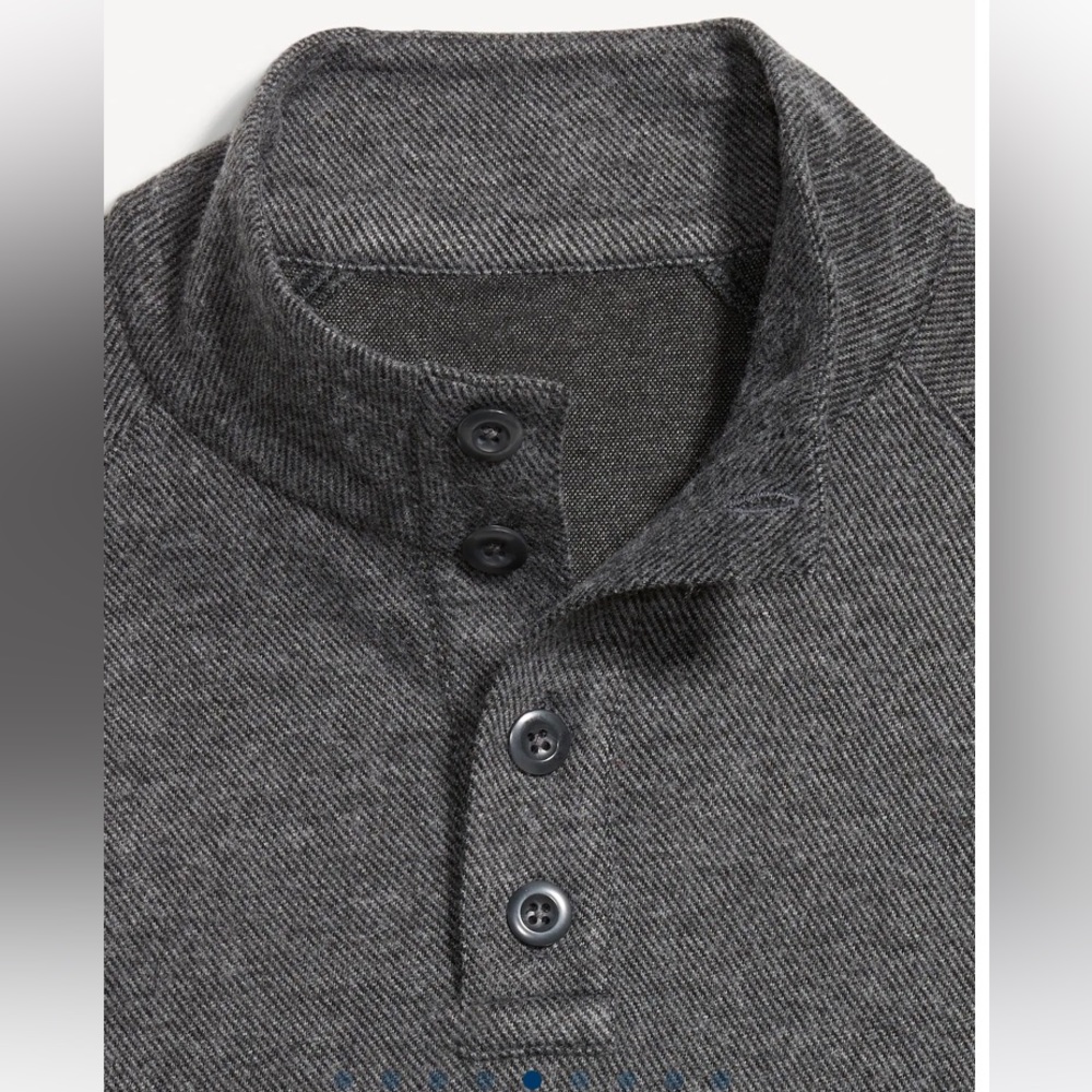 Mock-Neck Button-Front Pullover Sweater